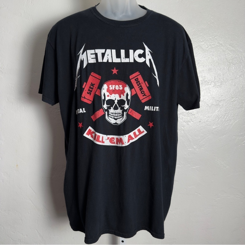 Metallica Black “Kill Em All” Graphic Distressed Tee - Picture 4 of 6